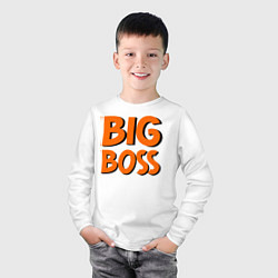 Лонгслив хлопковый детский Big Boss, цвет: белый — фото 2