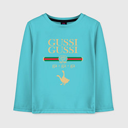 Лонгслив хлопковый детский GUSSI GUSSI Fashion, цвет: бирюзовый