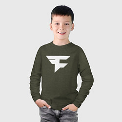 Лонгслив хлопковый детский FAZE Symbol, цвет: меланж-хаки — фото 2