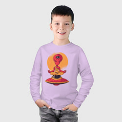 Лонгслив хлопковый детский Медитация пришельца, цвет: лаванда — фото 2
