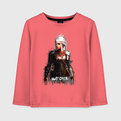 Лонгслив хлопковый детский Witcher Girl, цвет: коралловый