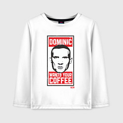 Лонгслив хлопковый детский Dominic wants your coffee, цвет: белый