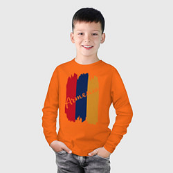 Лонгслив хлопковый детский Armenia in my heart, цвет: оранжевый — фото 2
