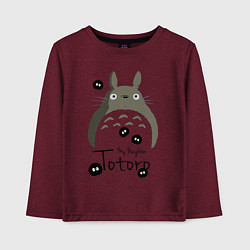 Лонгслив хлопковый детский My Neighbor Totoro, цвет: меланж-бордовый