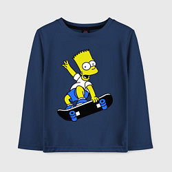 Лонгслив хлопковый детский Барт на скейте, цвет: тёмно-синий