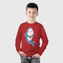 Лонгслив хлопковый детский Hype Shark, цвет: красный — фото 2