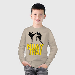 Лонгслив хлопковый детский Muay Thai, цвет: миндальный — фото 2