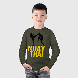 Лонгслив хлопковый детский Muay Thai, цвет: меланж-хаки — фото 2