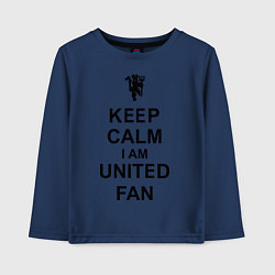 Лонгслив хлопковый детский Keep Calm & United fan, цвет: тёмно-синий