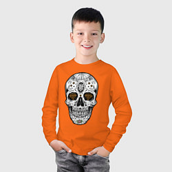 Лонгслив хлопковый детский Golden Skull, цвет: оранжевый — фото 2