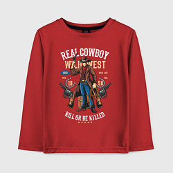 Лонгслив хлопковый детский Real Cowboy, цвет: красный