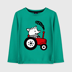 Лонгслив хлопковый детский Поросенок Петр, цвет: зеленый