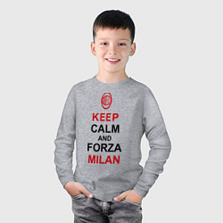 Лонгслив хлопковый детский Keep Calm & Forza Milan, цвет: меланж — фото 2