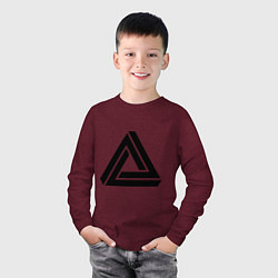 Лонгслив хлопковый детский Triangle Visual Illusion, цвет: меланж-бордовый — фото 2