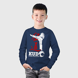 Лонгслив хлопковый детский Kudo, цвет: тёмно-синий — фото 2