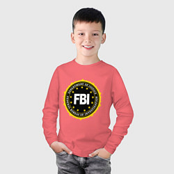 Лонгслив хлопковый детский FBI Departament, цвет: коралловый — фото 2
