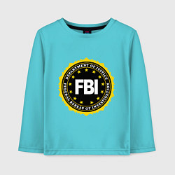 Лонгслив хлопковый детский FBI Departament, цвет: бирюзовый