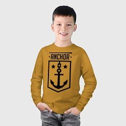 Лонгслив хлопковый детский Anchor Shield, цвет: горчичный — фото 2