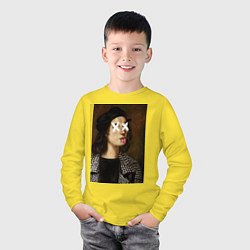 Лонгслив хлопковый детский Raphael Hype, цвет: желтый — фото 2
