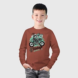 Лонгслив хлопковый детский Vintage Moto, цвет: кирпичный — фото 2