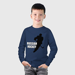 Лонгслив хлопковый детский Russian Red Hockey, цвет: тёмно-синий — фото 2