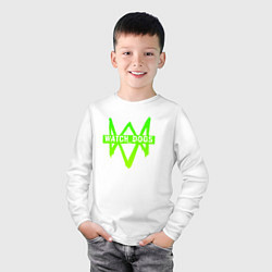 Лонгслив хлопковый детский Watch Dogs: Green Logo, цвет: белый — фото 2