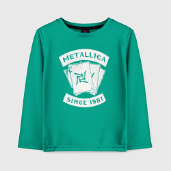 Лонгслив хлопковый детский Metallica Since 1981, цвет: зеленый