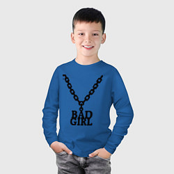 Лонгслив хлопковый детский Bad girl chain, цвет: синий — фото 2