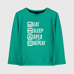 Лонгслив хлопковый детский Eat, Sleep, Apex, Repeat, цвет: зеленый