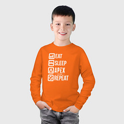 Лонгслив хлопковый детский Eat, Sleep, Apex, Repeat, цвет: оранжевый — фото 2