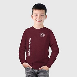 Лонгслив хлопковый детский VOLKSWAGEN, цвет: меланж-бордовый — фото 2