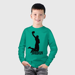 Лонгслив хлопковый детский Jordan Basketball, цвет: зеленый — фото 2