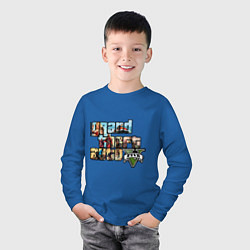 Лонгслив хлопковый детский GTA 5 Stories, цвет: синий — фото 2