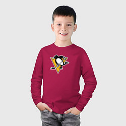 Лонгслив хлопковый детский Pittsburgh Penguins: Evgeni Malkin, цвет: маджента — фото 2
