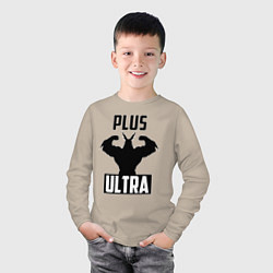 Лонгслив хлопковый детский PLUS ULTRA черный, цвет: миндальный — фото 2