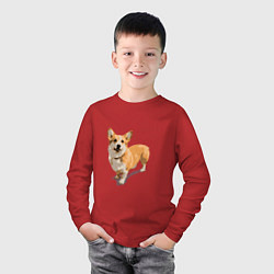 Лонгслив хлопковый детский Собака, цвет: красный — фото 2