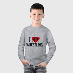 Лонгслив хлопковый детский I love wrestling, цвет: меланж — фото 2