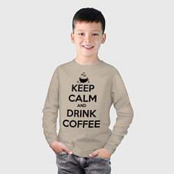 Лонгслив хлопковый детский Keep Calm & Drink Coffee, цвет: миндальный — фото 2