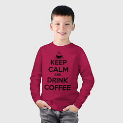 Лонгслив хлопковый детский Keep Calm & Drink Coffee, цвет: маджента — фото 2