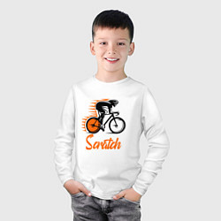 Лонгслив хлопковый детский Cycling scratch race, цвет: белый — фото 2