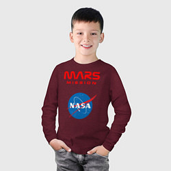 Лонгслив хлопковый детский Nasa Mars mission, цвет: меланж-бордовый — фото 2