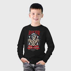 Лонгслив хлопковый детский Cool biker Skull, цвет: черный — фото 2