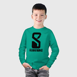 Лонгслив хлопковый детский Scorpions logo, цвет: зеленый — фото 2