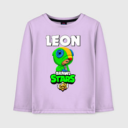 Лонгслив хлопковый детский BRAWL STARS LEON, цвет: лаванда