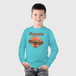 Лонгслив хлопковый детский Batmobile, цвет: бирюзовый — фото 2