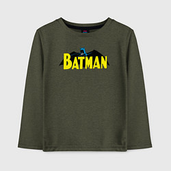 Лонгслив хлопковый детский Batman logo, цвет: меланж-хаки
