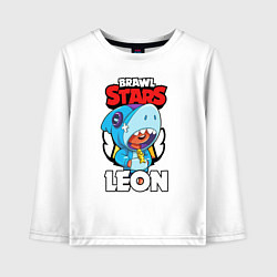 Лонгслив хлопковый детский BRAWL STARS LEON SHARK, цвет: белый