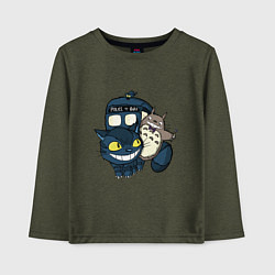 Лонгслив хлопковый детский Tardis Totoro, цвет: меланж-хаки