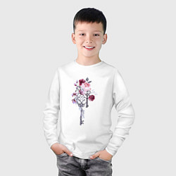 Лонгслив хлопковый детский Розы И Ключи, цвет: белый — фото 2