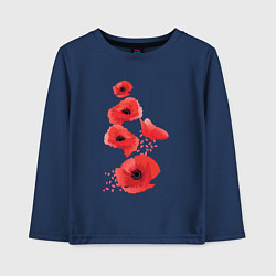 Лонгслив хлопковый детский Маки, цвет: тёмно-синий